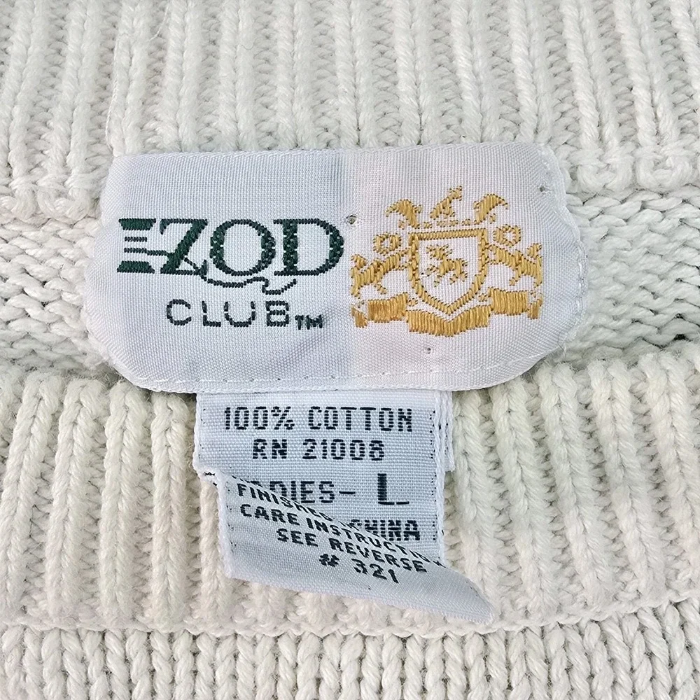 IZOD Club USA 100% Cotton Geometric Sweater Vintage 80s Womens L‎ Abstract Knit